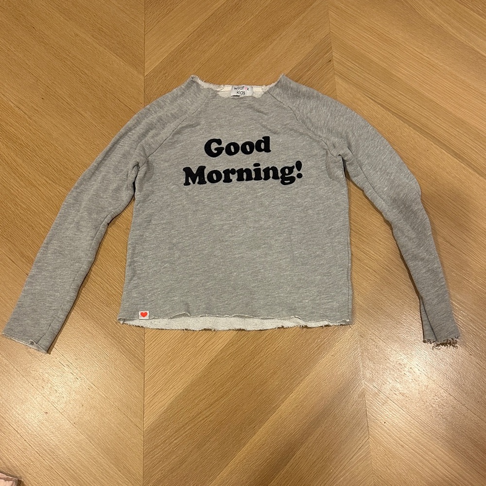 Gray Kids Shirt with 'Good Morning!' Print
